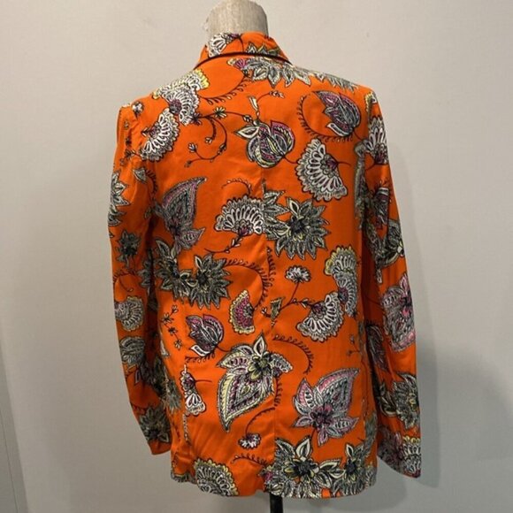 ASOS Jacket Black White Orange Floral - Picture 7 of 14